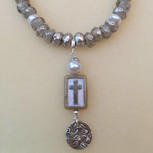 Sterling Silver Dangle Cross Pendant Necklace